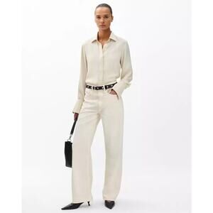 rag & bone Logan Featherweight Mid Rise Wide Leg Jeans Ecru White Cotton Size 25